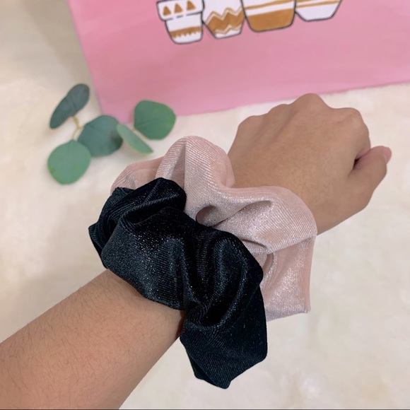 Black and Blush Velvet Scrunchie Bundle - Picture 2 of 5